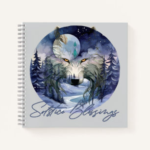 Solstice Segnungen Winter Wolf Mondlicht Woods Notizblock