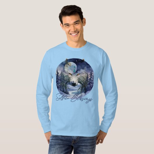 Solstice Segnungen Winter Wolf Mondlicht Woods T-Shirt (Vorne ganz)