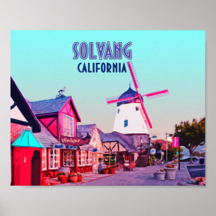 Solvang dänisches Stadtzentrum Kalifornien Vintage Poster