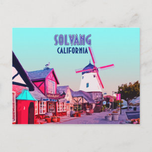 Solvang dänisches Stadtzentrum Kalifornien Vintage Postkarte