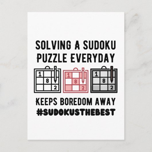 Solving a sudoku puzzle a everyday postkarte (Vorderseite)