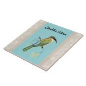 Somali Bee Eater Bird mit Namen auf Aqua Fliese (Seite)