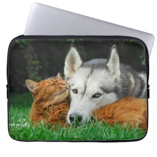 Somali Cat Siberian Husky Niedlich Friends Huddle  Laptopschutzhülle
