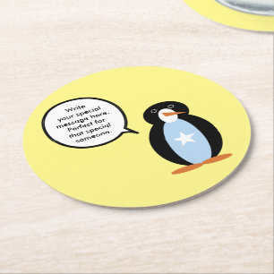 Somali sprechende Frau Penguin personalisiert Runder Pappuntersetzer