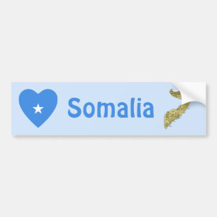 Somalia-Flaggen-Herz + Karten-Autoaufkleber Autoaufkleber