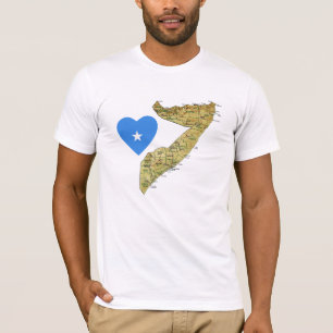 Somalia-Flaggen-Herz und Karten-T - Shirt