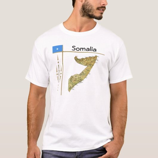 Somalia Karte + Flagge + T - Shirt (Vorderseite)