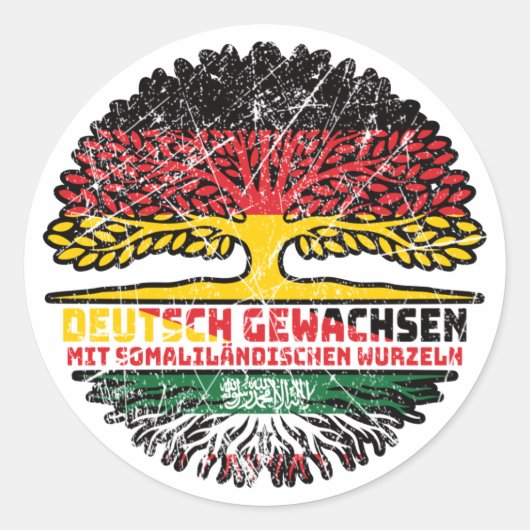 Somaliland Somaliländisch Deutsch Deutschland Baum Runder Aufkleber (Vorderseite)