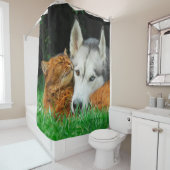 Somalische Katze niedliche Freunde sibirischen Duschvorhang (Beispiel)