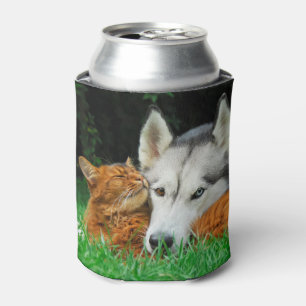 Somalische Katze und sibirische Husky-niedliche Fr Dosenkühler