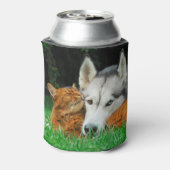 Somalische Katze und sibirische Husky-niedliche Fr Dosenkühler (Kanne Rückseite)