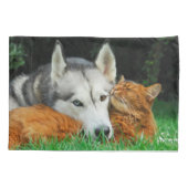 Somalische Katze und sibirische Husky-niedliche Fr Kissenbezug (Rückseite)