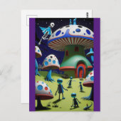 Somber Abend über Mushroom Town Fantasy Postkarte (Vorne/Hinten)