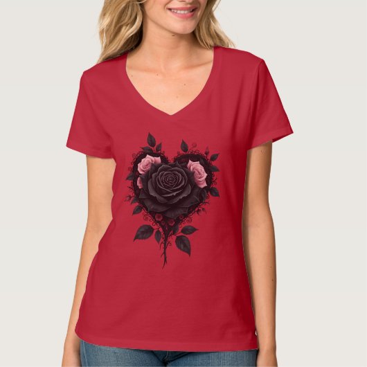 Somber Beauty Of Gothic Roses T-Shirt (Vorderseite)