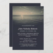 Somber Birds by Ocean Sunrise Memorial Service Einladung (Vorne/Hinten)