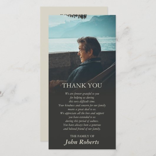 Somber Gradient Foto Memorial Service Vielen Dank Dankeskarte (Vorne/Hinten)