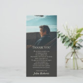 Somber Gradient Foto Memorial Service Vielen Dank Dankeskarte (Stehend Vorderseite)