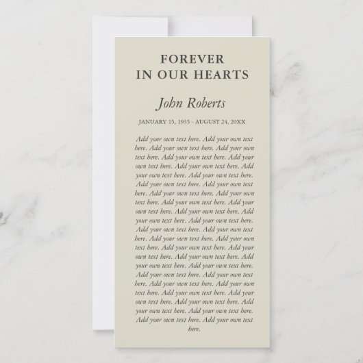 Somber Gradient Foto Memorial Service Vielen Dank Dankeskarte (Rückseite)