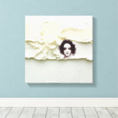 Somber Woman Portrait on Cream Abstract Leinwanddruck (Insitu (Holzboden))