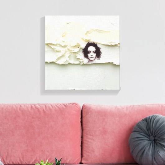 Somber Woman Portrait on Cream Abstract Leinwanddruck (Insitu (Wohnzimmer))