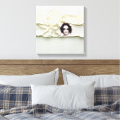 Somber Woman Portrait on Cream Abstract Leinwanddruck (Insitu (Schlafzimmer))