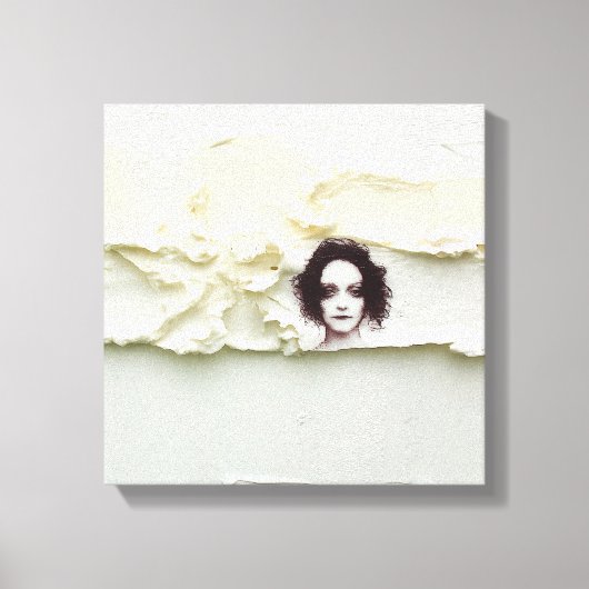 Somber Woman Portrait on Cream Abstract Leinwanddruck (Vorderseite)