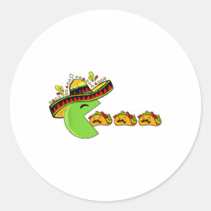 Sombrero aß lustige Tacos mit Mustaches Cinco D Runder Aufkleber