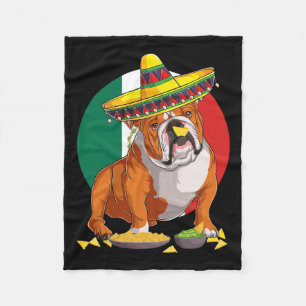 Sombrero English Bulldog Dog Mexiko Flagg Cinco De Fleecedecke