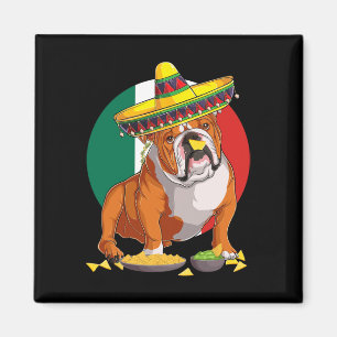 Sombrero English Bulldog Dog Mexiko Flagg Cinco De Magnet