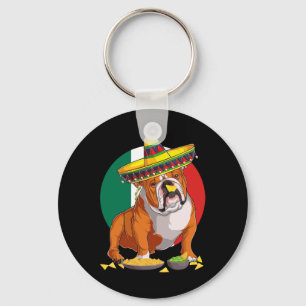 Sombrero English Bulldog Dog Mexiko Flagg Cinco De Schlüsselanhänger