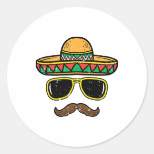 Sombrero Face Cinco De Mayo Mexican Fiesta Party K Runder Aufkleber