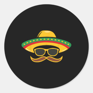 Sombrero Face Cinco De Mayo Mexiko Kinder Jungen F Runder Aufkleber