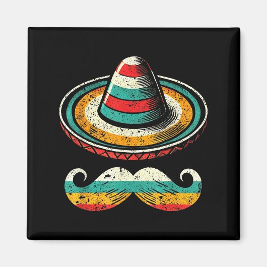 Sombrero Face Cinco De Mayo Mustache Fiesta Men Bo Magnet (Vorne)