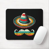 Sombrero Face Cinco De Mayo Mustache Fiesta Men Bo Mousepad (Mit Mouse)