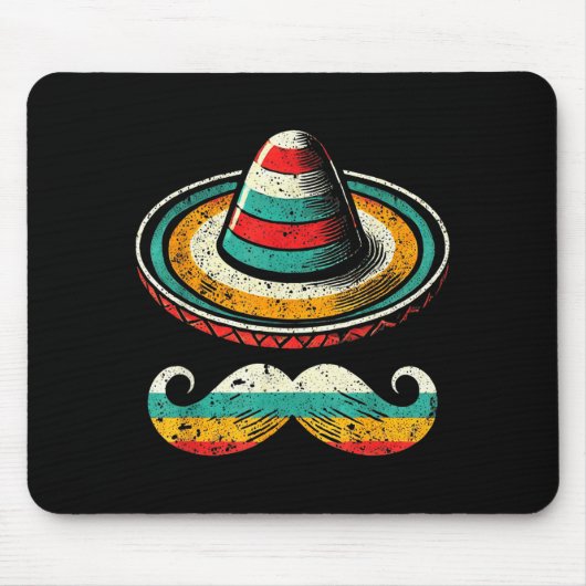Sombrero Face Cinco De Mayo Mustache Fiesta Men Bo Mousepad (Vorne)