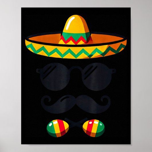 Sombrero Gesicht Cinco De Mayo Schnurrbart Fiesta  Poster (Vorne)