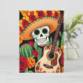 Sombrero Guitar Fun Postcard Einladung (Stehend Vorderseite)