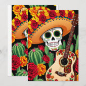 Sombrero Guitar Fun Postcard Einladung (Vorne/Hinten)