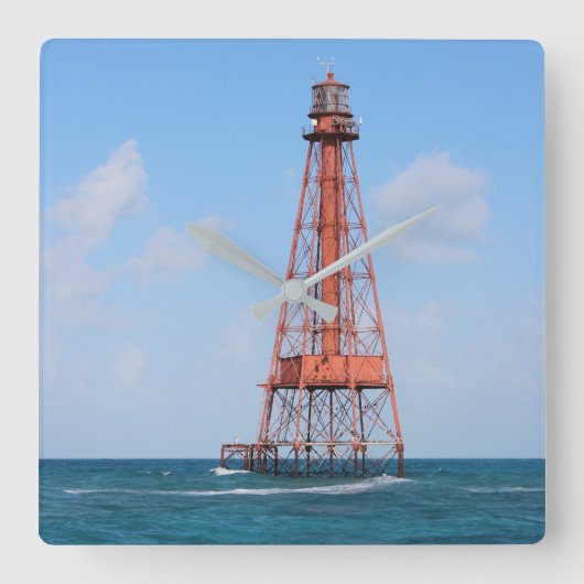 Sombrero Key Lighthouse, Florida Keys Quadratische Wanduhr (Vorderseite)