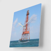 Sombrero Key Lighthouse, Florida Keys Quadratische Wanduhr (Winkel)