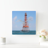 Sombrero Key Lighthouse, Florida Keys Quadratische Wanduhr (Zuhause)