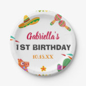 Sombrero Llama Mexican Style Fiesta Erster Geburts Pappteller (Vorderseite)