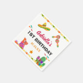 Sombrero Llama Mexican Style Fiesta Erster Geburts Serviette (Ecke)