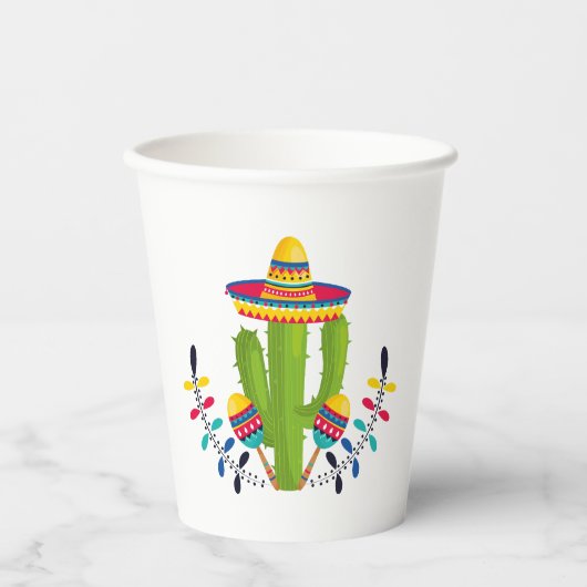 Sombrero mit Kaktus und Maracas Pappbecher (Vorderseite)