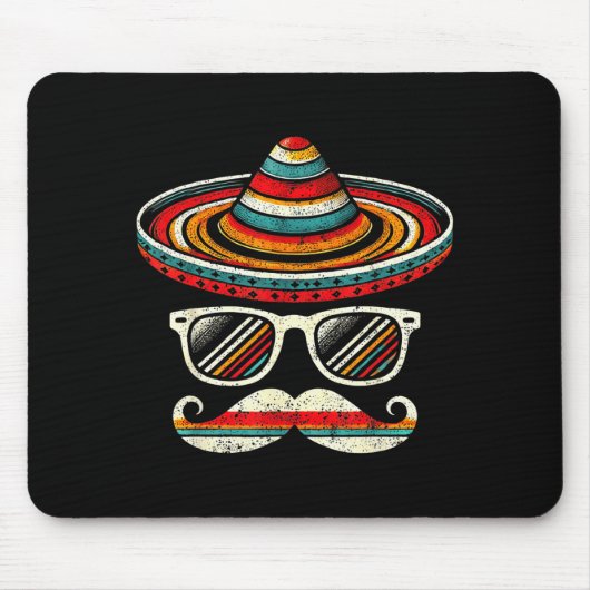 Sombrero Schnurrbart Sonnenbrille Cinco De Mayo Pa Mousepad (Vorne)