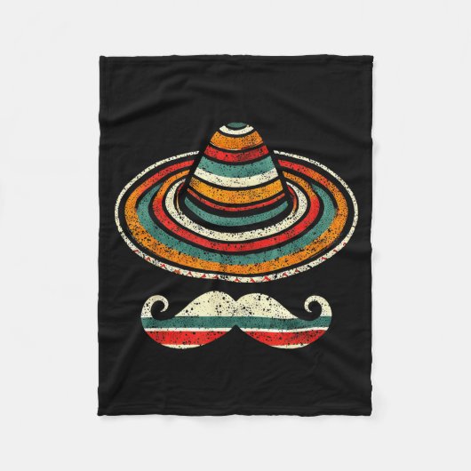 Sombrero Serape Cinco de Mayo Schnurrbart Party Mä Fleecedecke (Vorderseite)