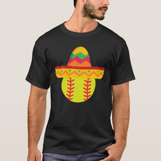 Sombrero Softball Cinco De Mayo Softball Player T-Shirt (Vorderseite)