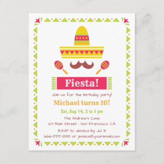 Sombrero und Mustache Mexikanisches Fiesta-Party Einladung