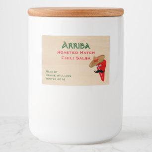Sombrero Wear Chili Pepper Jar Label Lebensmitteletikett