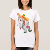 Sombrero Wearing Cinco de Mayo Unicorn Pegasus T-Shirt (Vorderseite)